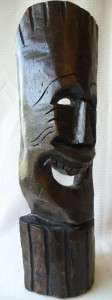 Hand Carved Happy Face Mask TIKI Folk Art Primitive  
