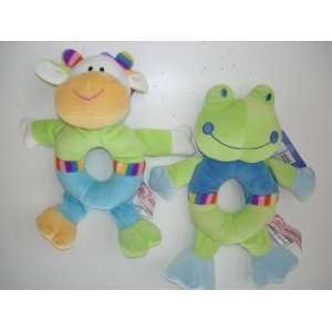  Baby Plush Ring Rattle   Froggy and Cow, 2 Pcs/set: Baby
