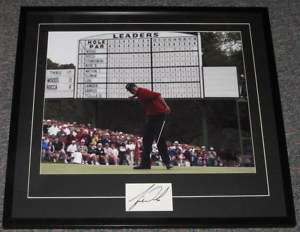 Tiger Woods Signed Framed 23x25 Photo Display w/ JSA Full LOA  