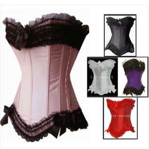 New boned A070 Lace up Bustier Basque Corset +G String  