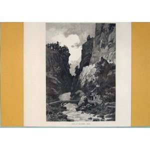  Gorge Ticino Ariolo Moutain River Switzerland Old Print 