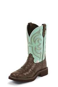 NEW JUSTIN CHOCOLATE OSTRICH PRINT W/PERF SADDLE L9987  