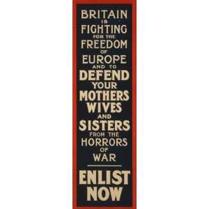 World War I Poster   Britain is fighting for the freedom of Europe and 