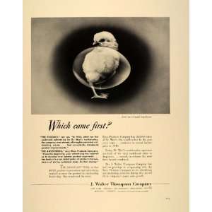 1940 Ad J Walter Thompson Advertising Chicken Egg Chick 
