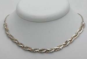 Vintage Sterling Silver 925 Braided S Chain Necklace  