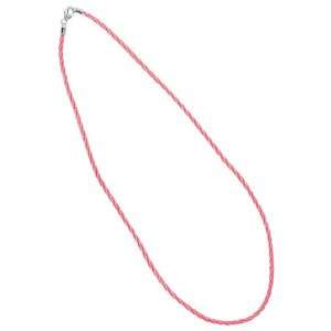   Silver Pink Silky Rope Cord Necklace 2mm Thick Lobster Clasp: Jewelry