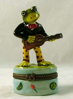 Frog Froggy Guitar Player Hinge Trinket Box phb RETIRED  