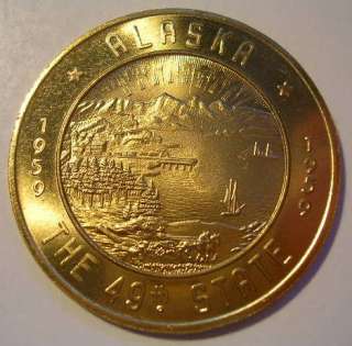  THE GOLDEN HEART OF ALASKA 49TH STATE SOUVENIR TRADE DOLLAR  