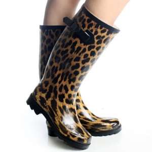   Leopard Rain Comfort Ladies Mid Calf Boots Footwear: Everything Else