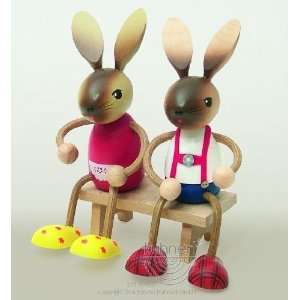  Pair of Rabbit Sitting on Bench Arts, Crafts & Sewing