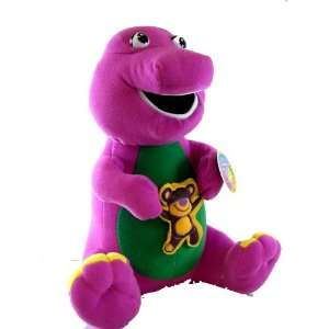  Lovely Barney Plush   Barney Holding Bear plush  7in: Toys 