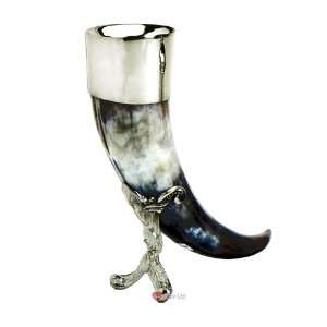  Scottish Drinking Horn With Pewter Base Patio, Lawn 