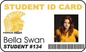 Twilight Bella Swan Student ID Card High School  