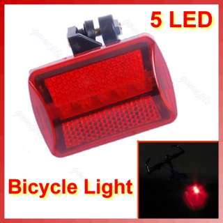 Bicycle 5 LED Rear Tail Red Bike Torch Back Light Lamp  
