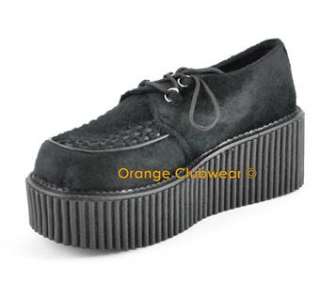   202 Womens Fuzzy Black Platform Creepers Casual Rave Goth Shoes  