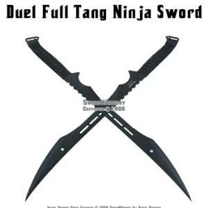  Dual Full Tang Blade Black Ninja Sword w/ Sheath 2 In 1 