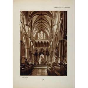 1905 Salisbury Cathedral The Choir Lithographic Print   Orig. Tipped 