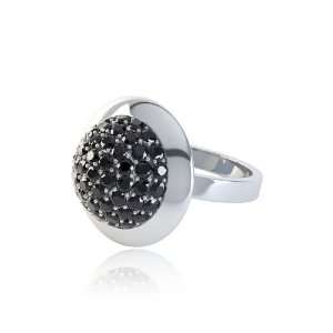  Stardust 2.0Ct Black Spinel 14mm Micro Pave Silver Ring 4 