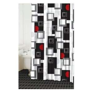 Red and Black Urban Beat Fabric Shower Curtain:  Home 