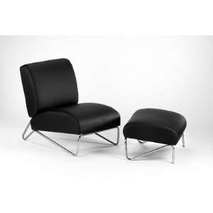    Easy Rider Chair and Ottoman in Black Vinyl: Furniture & Decor