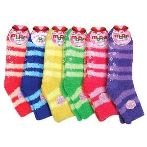 HS Winter Fuzzy Socks Little Stripe Line Design (size 9 11) 6 Colors 6 