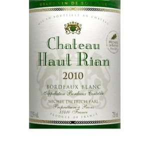    2010 Haut Rian Bordeaux Blanc Sec 750ml: Grocery & Gourmet Food