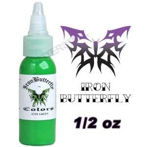  Iron Butterfly Tattoo Ink 1/2 OZ LITE GREEN NEW Lime NR Health 