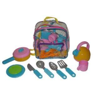  Pots and Pans Cooking Kitchen Set in a Backpack: Toys 