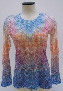 LAURA ASHLEY BLUE ORANGE AND PINK PRINTED TOP SIZE SMALL NWT  