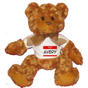   my name is AVERY Plush Teddy Bear with WHITE T Shirt Toys & Games