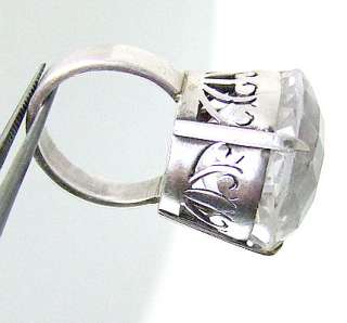 19gms NATURAL WHITE CRYSTAL 925 STERLING SILVER RING ~  
