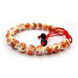   Porcelain Flower 8mm Beads Wrist Mala Bracelet for Meditation: Jewelry