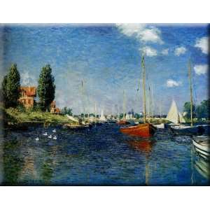  Argenteuil (Red Boats) 16x12 Streched Canvas Art by Monet 