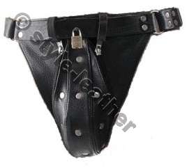 Mens PURE LEATHER CHASTITY BRIEFS with LOCKING FUNCTION   MALE 