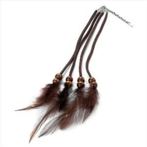    Brown Feather & Cord Long Hair Grip/Bobby Pin AJ22499 Beauty