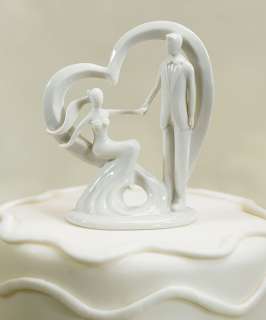  Porcelain Heart Bride & Groom Wedding Cake Top Topper Couple  