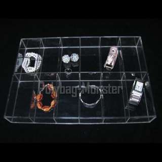 Big 12 Cell Clear Tray Jewelry Hairclip Band Holder  