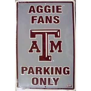    Texas A&M Aggies Fans Parking Only tin metal sign: Home & Kitchen