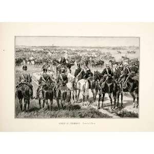  1894 Wood Engraving Germany Cavalry Review Tempelhof 