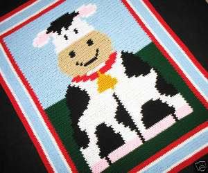 COW BARNYARD FARM ANIMAL Crochet Afghan Pattern *EASY*  