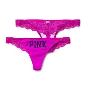  Victorias Secret Lace back Thong  Violet Pink  S 