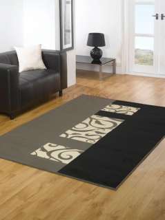 Large Modern Black Rug Carpet Runner in Various Sizes  