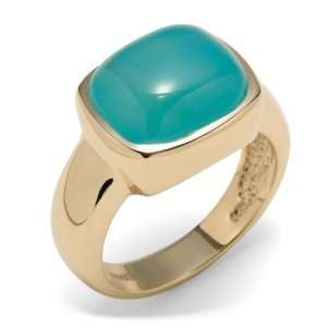  14k Yellow Gold Blue Chalcedony (12x10mm) Ring, Size 5 