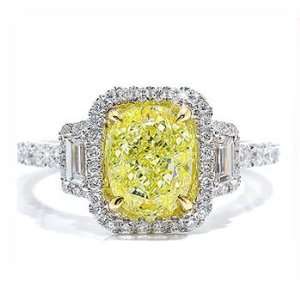  1.47ct Emerald Diamond Engagement Ring 14k Gold: Jewelry