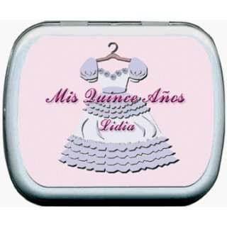 Quinceanera Mint Tin Favors   Mis Quince Anos Pink Dress