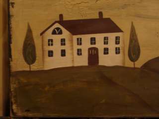 Early Style Early American Landscape Painting on Wood  