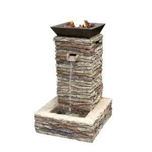   Outdoor Propane Fire Fountain with Lava Rock Patio, Lawn & Garden