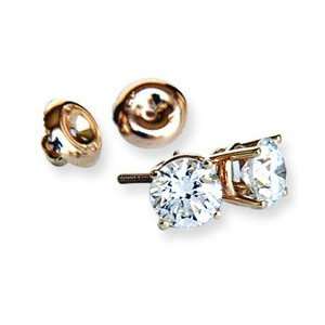  14k Yellow Gold Round Diamond Stud Earrings: Dyaanka 