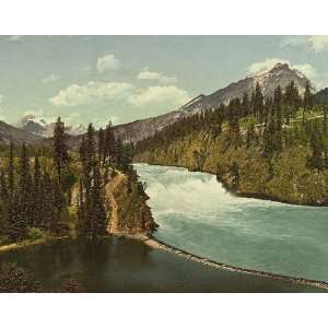 Vintage Travel Poster   Falls of the Bow River Banff Alberta 24 X 19