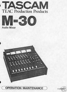 TASCAM Tech M 30 Operation Manual Shematic Service  